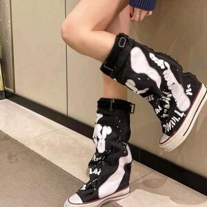 Original Round Toe Platform Thick Sole Lace-up Warm Lace-up Fashion Mid-calf Wom
